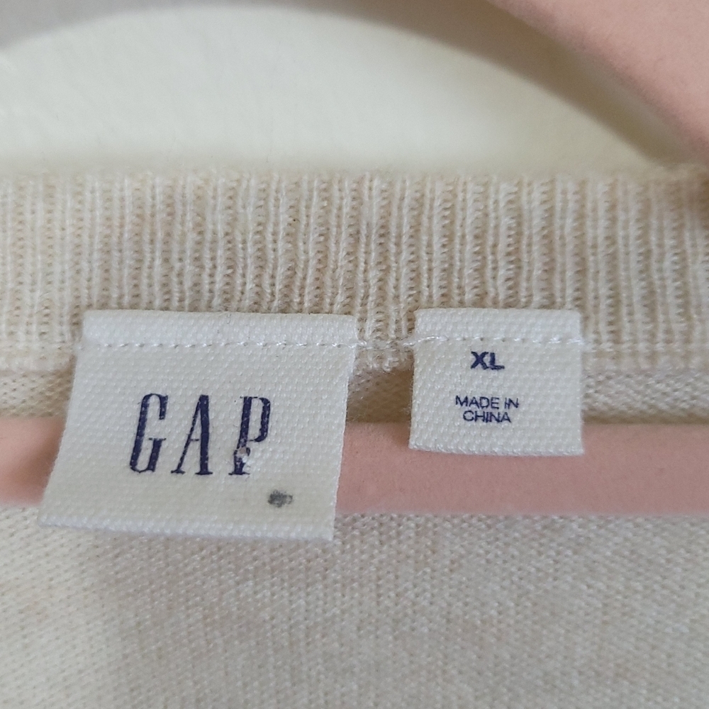 GAP Womens Merino Wool Blend Happy Sweater Cream XL Oatmeal Vanilla Granola - Picture 6 of 7